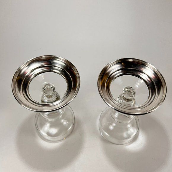 Vtg B I Candle Stick Holder Sterling Silver Base Cut Glass Lot of 2 - Picture 8 of 16